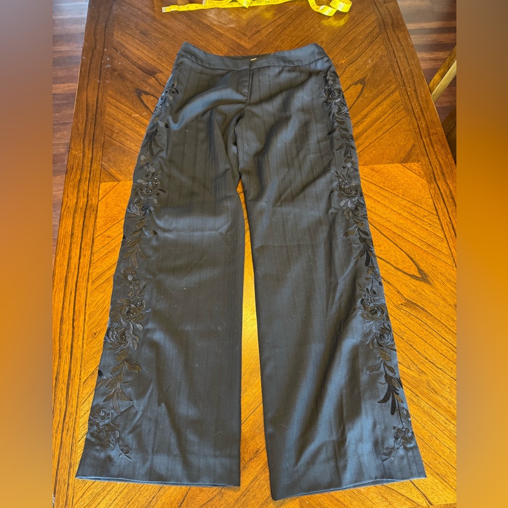 Express black Pinstripe pants w/ embroidery & beads